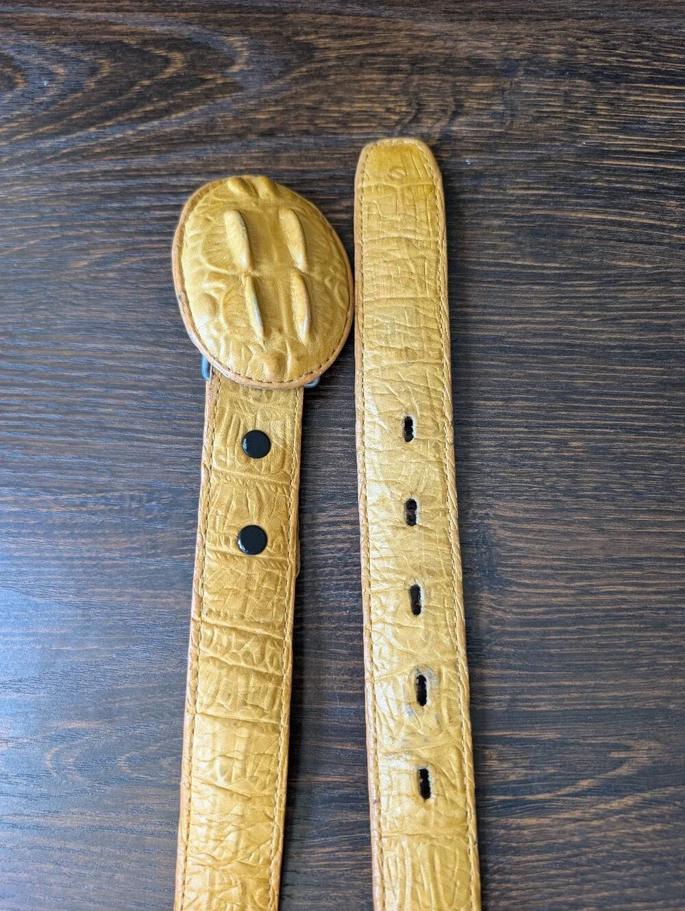 Crocodile Alligator Genuine Yellow Leather Youth Western Style Belt